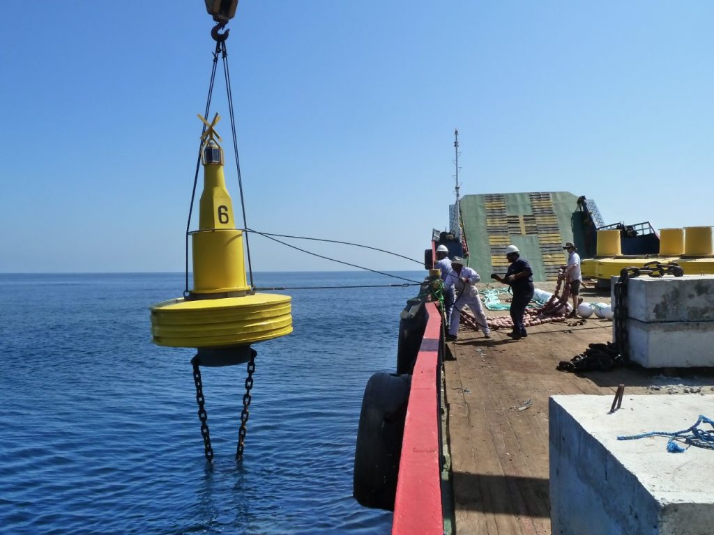 Plastic Navigation Buoy Deployment
